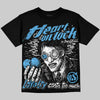 Jordan 14 Black and University Blue DopeSkill Oversize Print T-Shirt Heart On Lock Graphic Streetwear - Black
