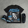 University Blue 14s DopeSkill Oversize Print T-Shirt Heart On Lock Graphic