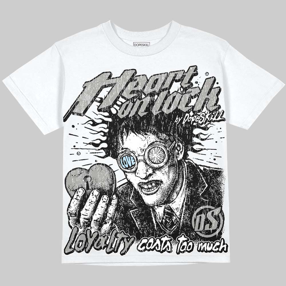 Jordan 5 White Metallic DopeSkill Oversize Print T-Shirt Heart On Lock Graphic Streetwear - White