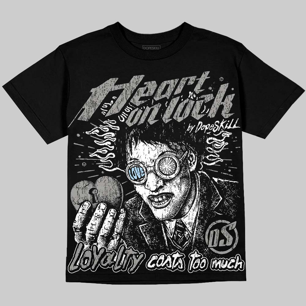 Jordan 5 White Metallic DopeSkill Oversize Print T-Shirt Heart On Lock Graphic Streetwear - Black