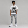 White Metallic 5s DopeSkill Oversize Print T-Shirt Heart On Lock Graphic