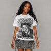 White Metallic 5s DopeSkill Oversize Print T-Shirt Heart On Lock Graphic