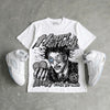White Metallic 5s DopeSkill Oversize Print T-Shirt Heart On Lock Graphic