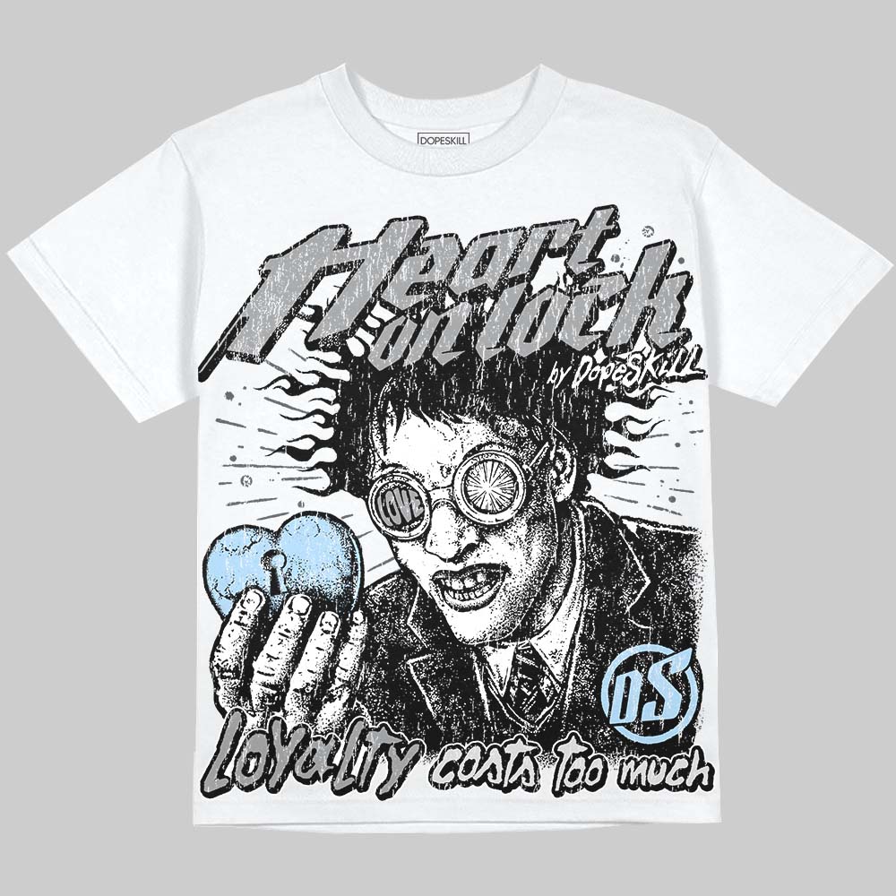 Jordan 5 Wolf Grey DopeSkill Oversize Print T-Shirt Heart On Lock Graphic Streetwear - White 