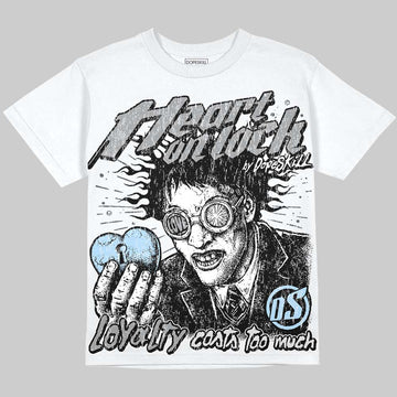 Jordan 5 Wolf Grey DopeSkill Oversize Print T-Shirt Heart On Lock Graphic Streetwear - White 