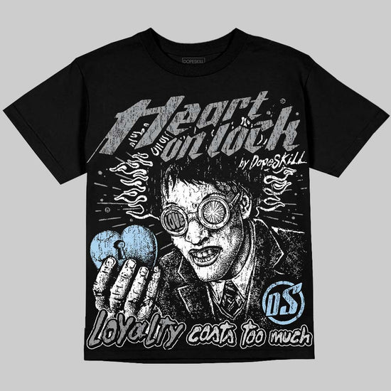 Jordan 5 Wolf Grey DopeSkill Oversize Print T-Shirt Heart On Lock Graphic Streetwear - Black