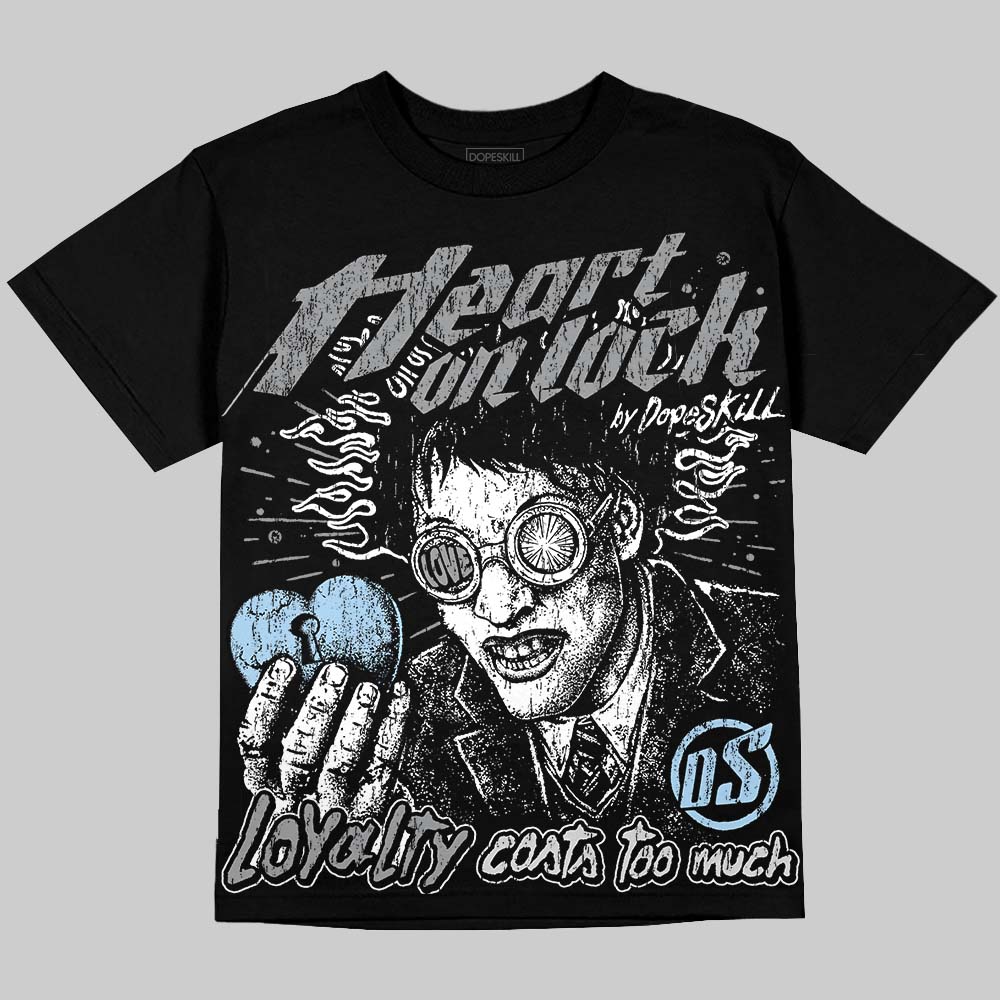 Jordan 5 Wolf Grey DopeSkill Oversize Print T-Shirt Heart On Lock Graphic Streetwear - Black