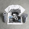 Wolf Grey 5s DopeSkill Oversize Print T-Shirt Heart On Lock Graphic