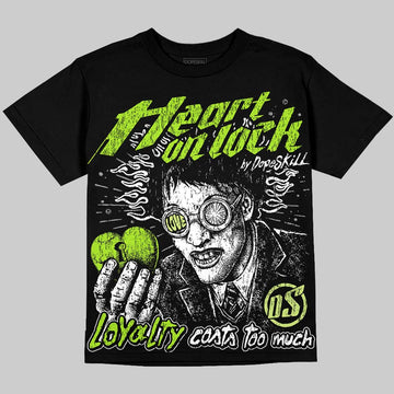 Max 95 Big Bubble Neon Yellow DopeSkill Oversize Print T-Shirt Heart On Lock Graphic Streetwear - Black