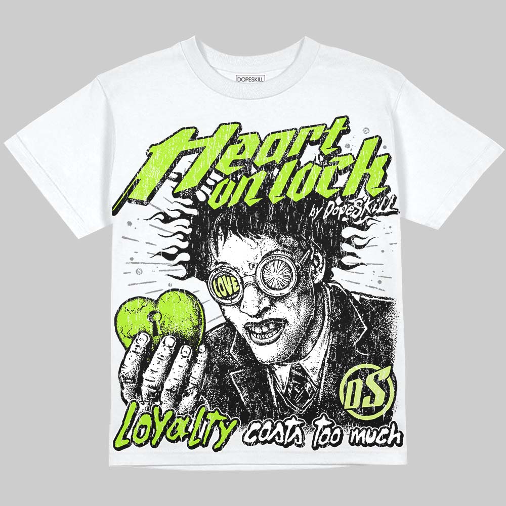 Max 95 Big Bubble Neon Yellow DopeSkill Oversize Print T-Shirt Heart On Lock Graphic Streetwear - White