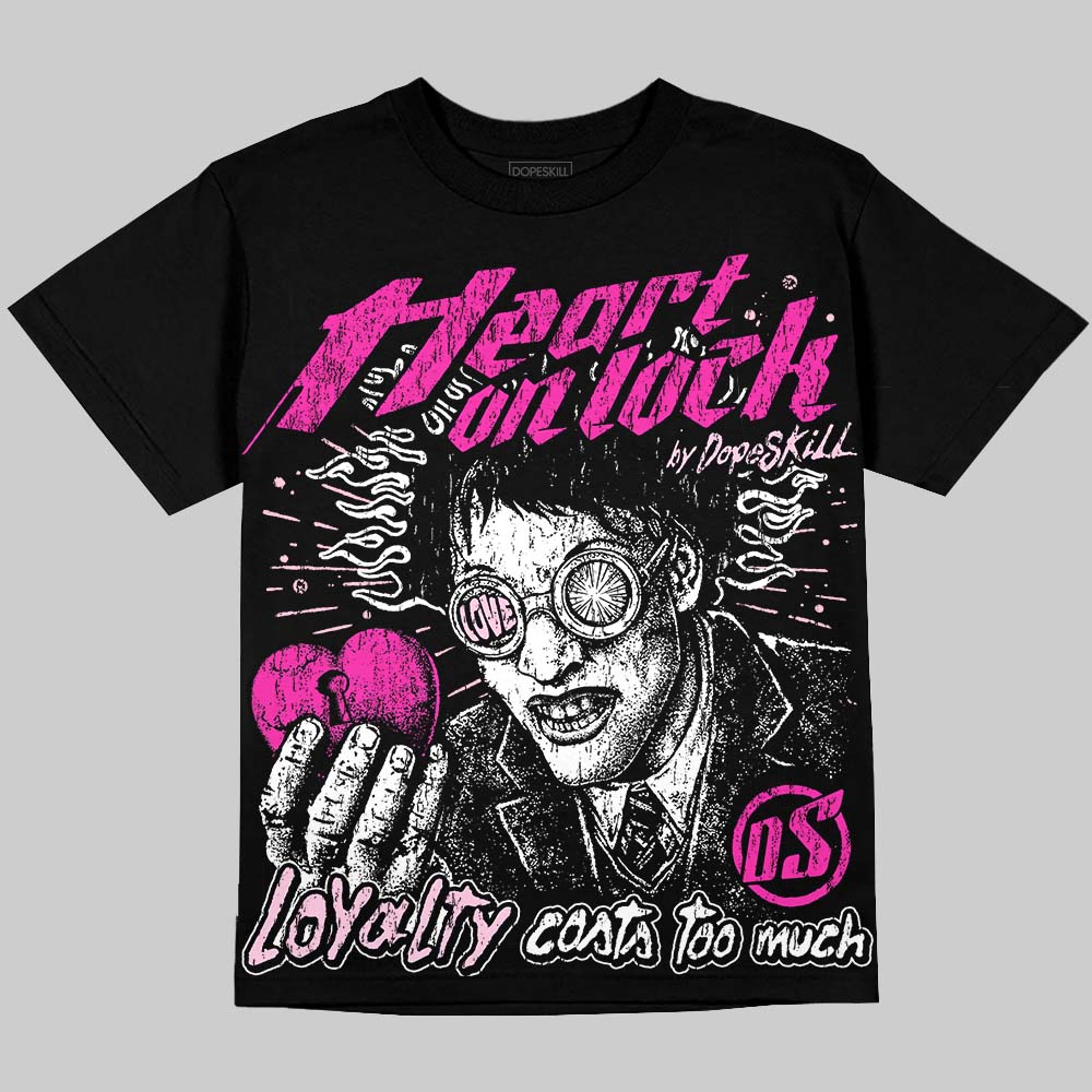 Dunk Triple Pink DopeSkill Oversize Print T-Shirt Heart On Lock Graphic Streetwear - Black