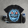Black University Blue 5s DopeSkill Oversize Print T-Shirt Hellfire Graphic