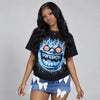 Black University Blue 5s DopeSkill Oversize Print T-Shirt Hellfire Graphic