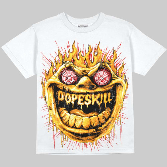 Jordan 4 Tour Yellow DopeSkill Oversize Print T-Shirt Hellfire Graphic Streetwear - White 