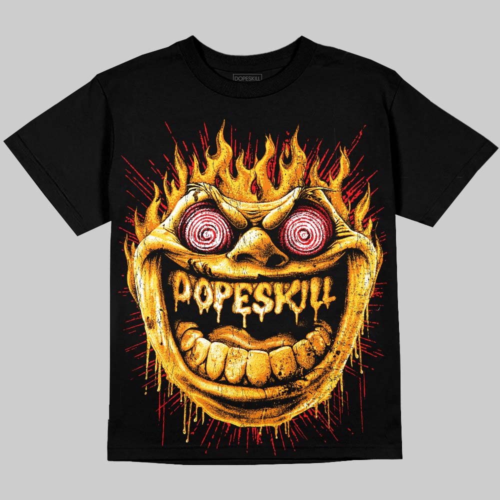 Jordan 4 Tour Yellow DopeSkill Oversize Print T-Shirt Hellfire Graphic Streetwear - Black
