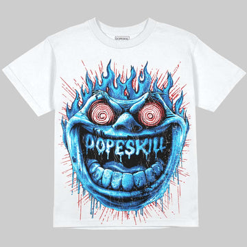 Jordan 3 True Blue DopeSkill Oversize Print T-Shirt Hellfire Graphic Streetwear - White 
