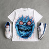 True Blue 3s DopeSkill Oversize Print T-Shirt Hellfire Graphic