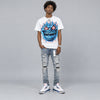 True Blue 3s DopeSkill Oversize Print T-Shirt Hellfire Graphic
