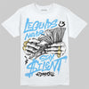 Jordan 14 Black and University Blue DopeSkill T-Shirt Legends Never Stay Silent Graphic Streetwear - White