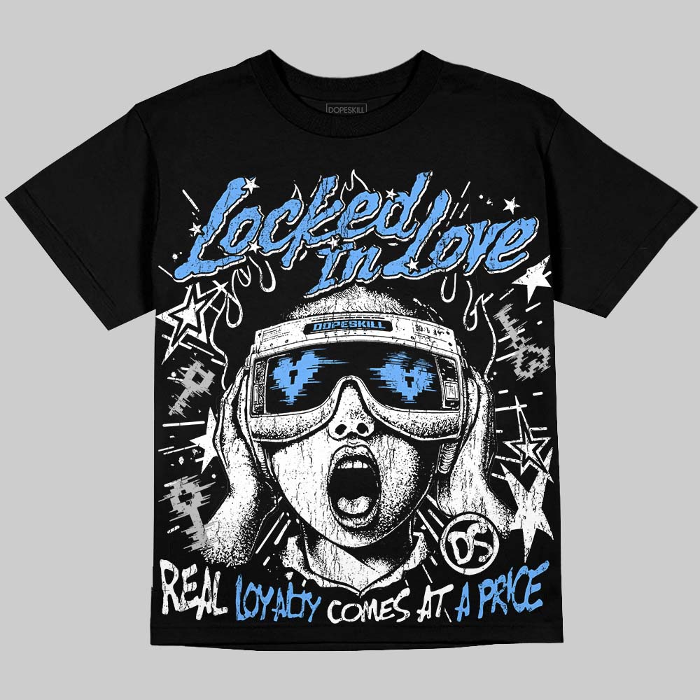 Jordan 5 Black University Blue DopeSkill Oversize Print T-Shirt Locked in Love Graphic Streetwear - Black