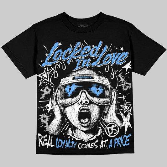 Jordan 5 Black University Blue DopeSkill Oversize Print T-Shirt Locked in Love Graphic Streetwear - Black