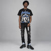 Black University Blue 5s DopeSkill Oversize Print T-Shirt Locked in Love Graphic