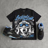 Black University Blue 5s DopeSkill Oversize Print T-Shirt Locked in Love Graphic
