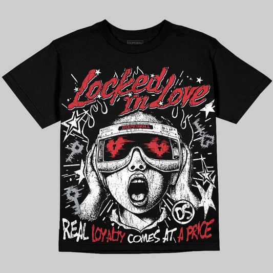 Jordan 4 Bred DopeSkill Oversize Print T-Shirt Locked in Love Graphic Streetwear - Black