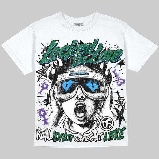 Jordan 12 Bucks DopeSkill Oversize Print T-Shirt Locked in Love Graphic Streetwear - White