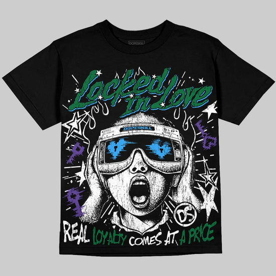 Jordan 12 Bucks DopeSkill Oversize Print T-Shirt Locked in Love Graphic Streetwear - Black