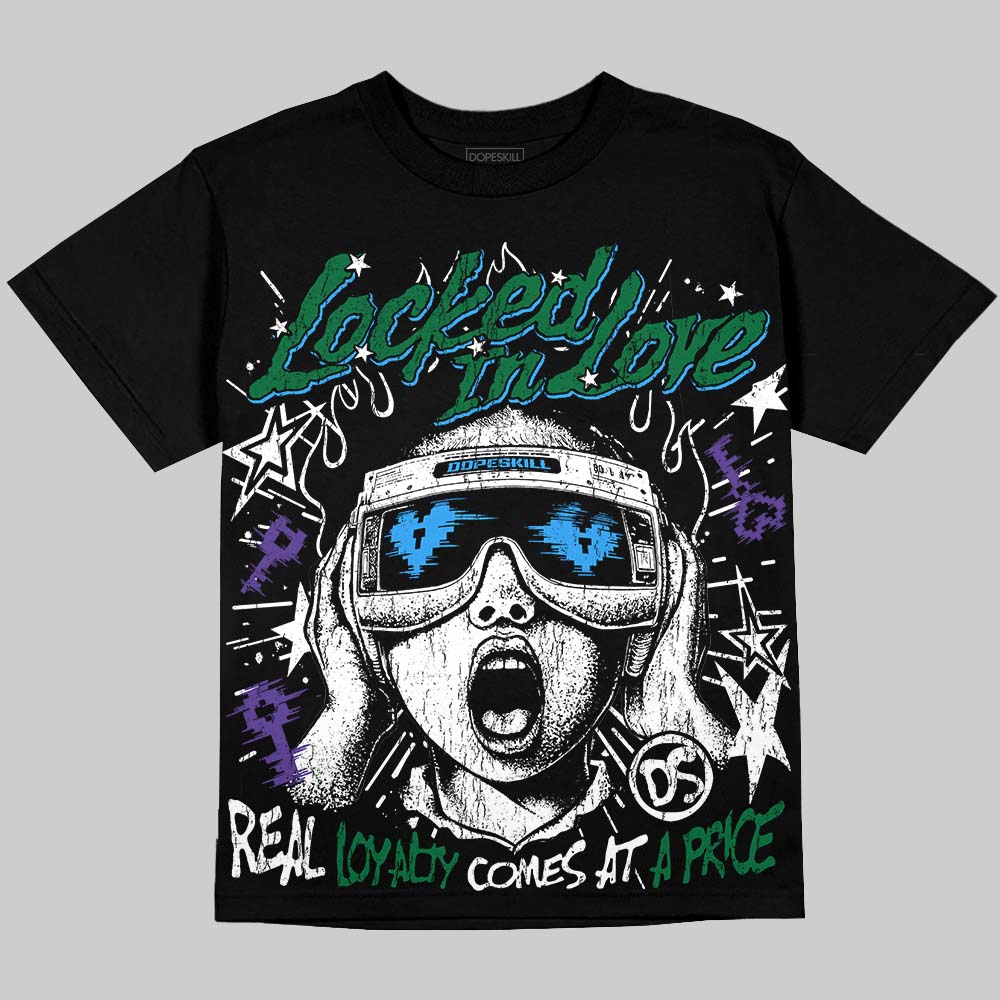 Jordan 12 Bucks DopeSkill Oversize Print T-Shirt Locked in Love Graphic Streetwear - Black