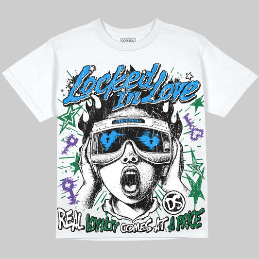 Jordan 12 Bucks DopeSkill Oversize Print T-Shirt Locked in Love Graphic Streetwear - White