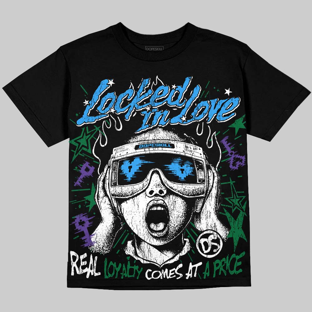 Jordan 12 Bucks DopeSkill Oversize Print T-Shirt Locked in Love Graphic Streetwear - Black