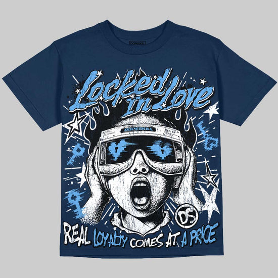 Jordan 13 Flint DopeSkill Oversize Print T-Shirt Locked in Love Graphic Streetwear - navy