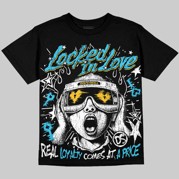 Jordan 11 Gamma Blue DopeSkill Oversize Print T-Shirt Locked in Love Graphic Streetwear - Black
