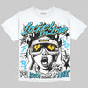 Jordan 11 Gamma Blue DopeSkill Oversize Print T-Shirt Locked in Love Graphic Streetwear - White 