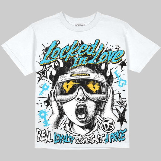 Jordan 11 Gamma Blue DopeSkill Oversize Print T-Shirt Locked in Love Graphic Streetwear - White 