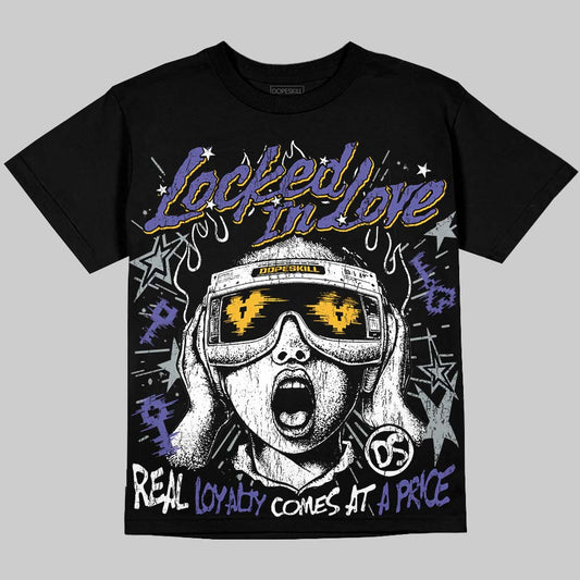 Jordan 4 Lakers DopeSkill Oversize Print T-Shirt Locked in Love Graphic Streetwear - Black