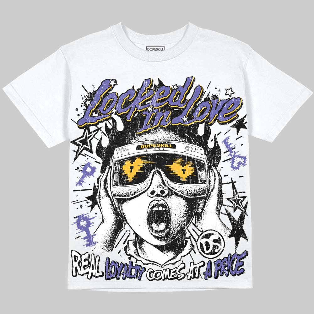 Jordan 4 Lakers DopeSkill Oversize Print T-Shirt Locked in Love Graphic Streetwear - White