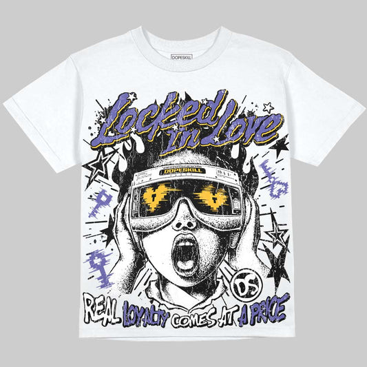 Jordan 4 Lakers DopeSkill Oversize Print T-Shirt Locked in Love Graphic Streetwear - White