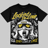 Jordan 4 Thunder DopeSkill Oversize Print T-Shirt Locked in Love Graphic Streetwear - Black