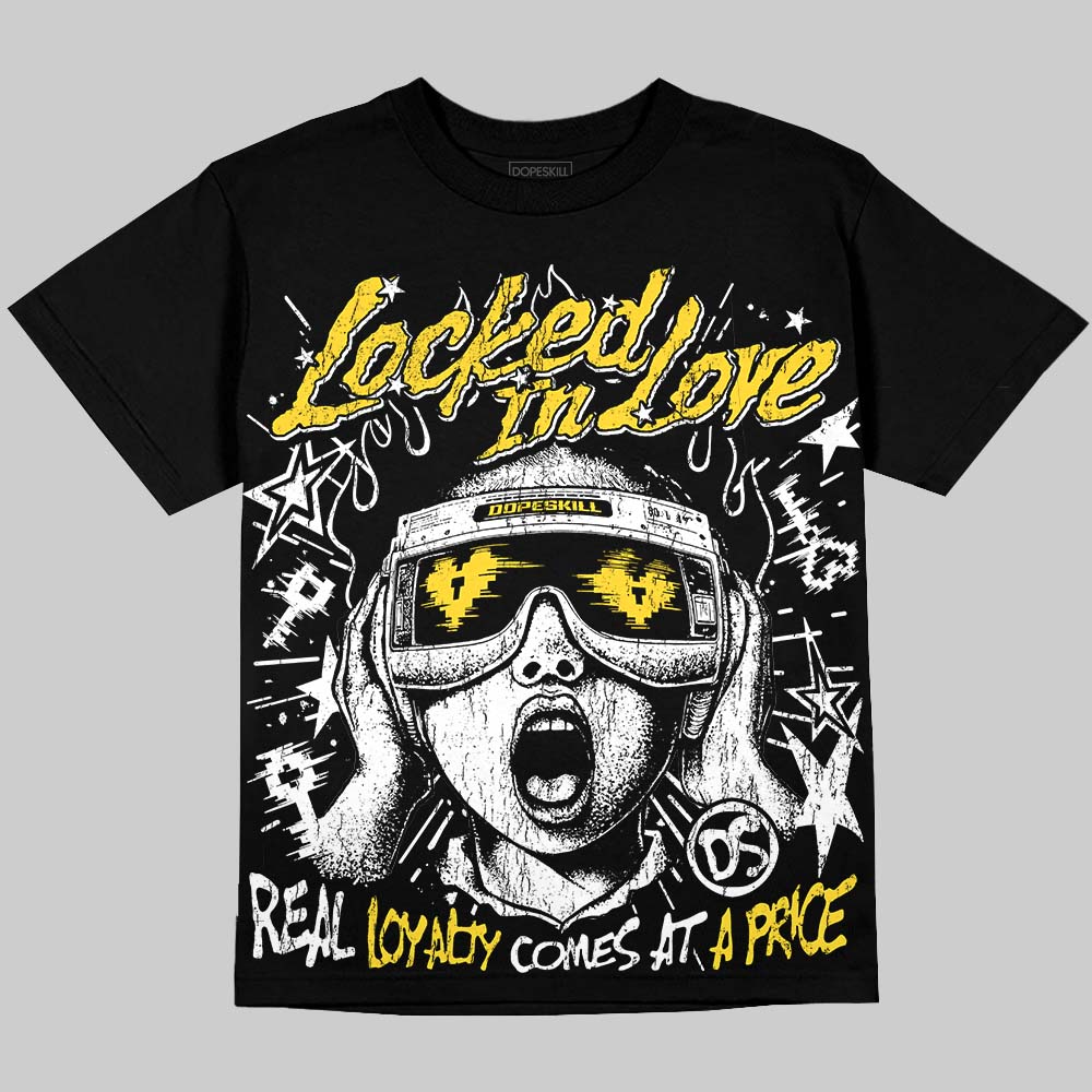 Jordan 4 Thunder DopeSkill Oversize Print T-Shirt Locked in Love Graphic Streetwear - Black