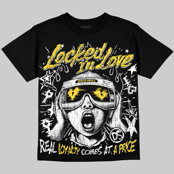 Jordan 4 Thunder DopeSkill Oversize Print T-Shirt Locked in Love Graphic Streetwear - Black