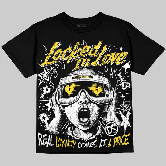 Jordan 4 Thunder DopeSkill Oversize Print T-Shirt Locked in Love Graphic Streetwear - Black