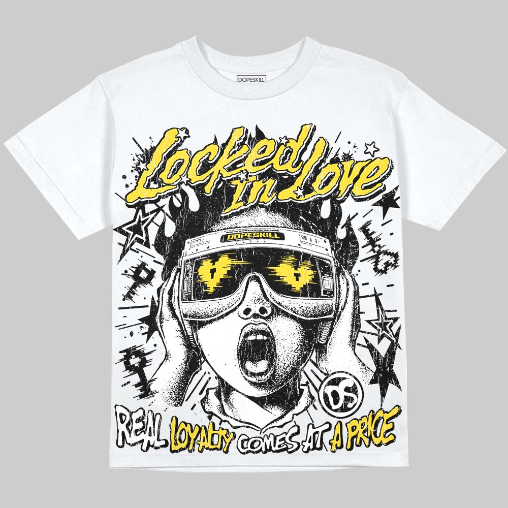 Jordan 4 Thunder DopeSkill Oversize Print T-Shirt Locked in Love Graphic Streetwear - White