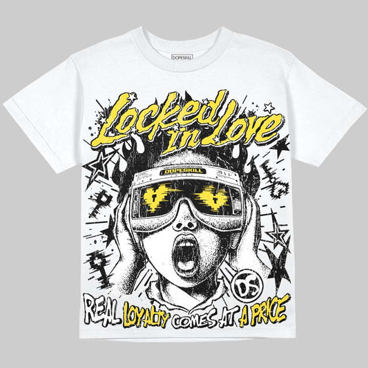Jordan 4 Thunder DopeSkill Oversize Print T-Shirt Locked in Love Graphic Streetwear - White