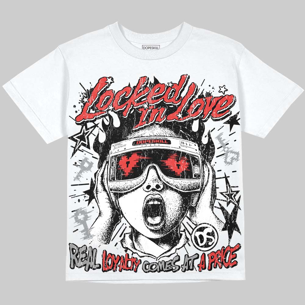 Jordan 4 Toro Bravo DopeSkill Oversize Print T-Shirt Locked in Love Graphic Streetwear - White