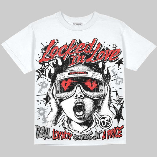 Jordan 4 Toro Bravo DopeSkill Oversize Print T-Shirt Locked in Love Graphic Streetwear - White