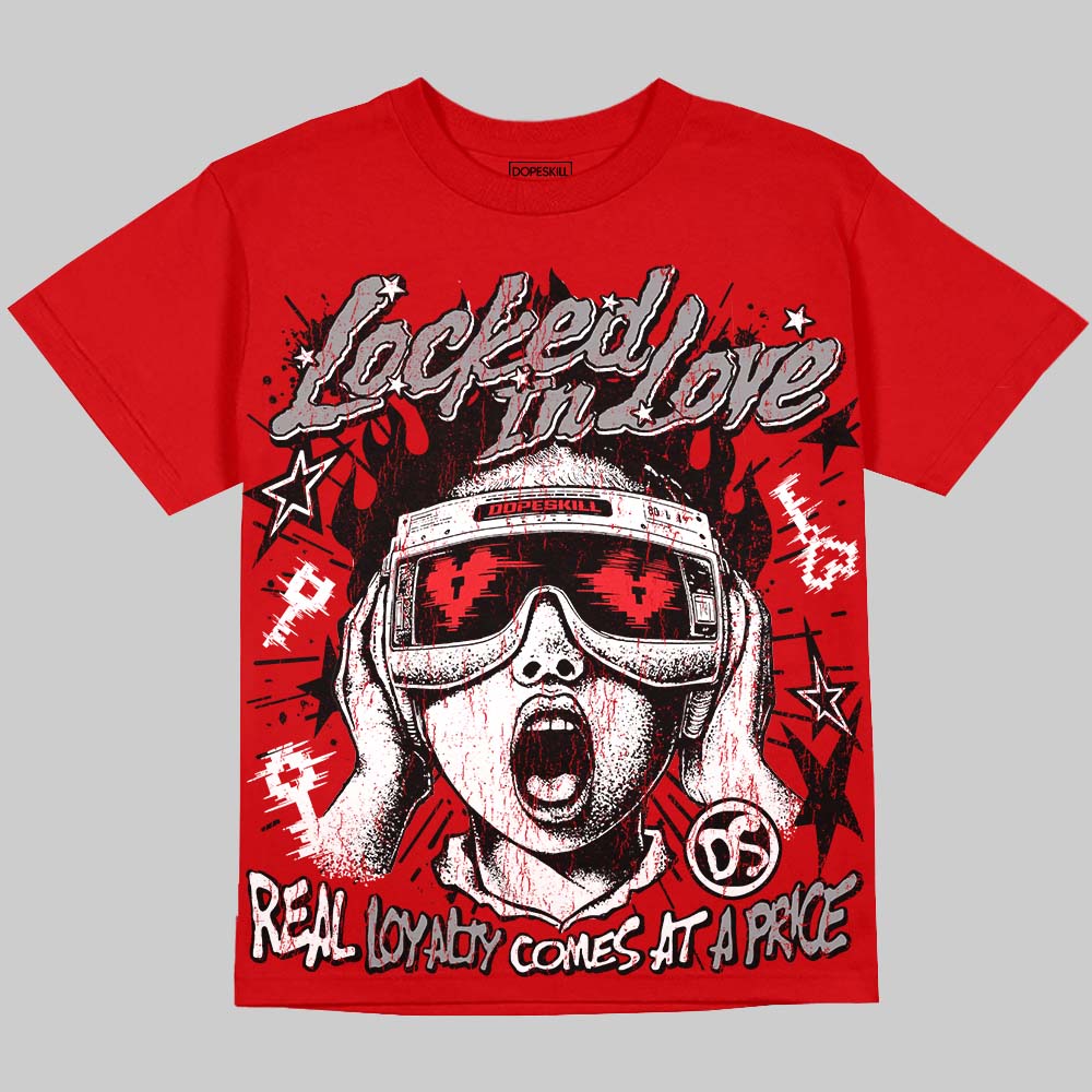 Jordan 4 Toro Bravo DopeSkill Oversize Print T-Shirt Locked in Love Graphic Streetwear - Red