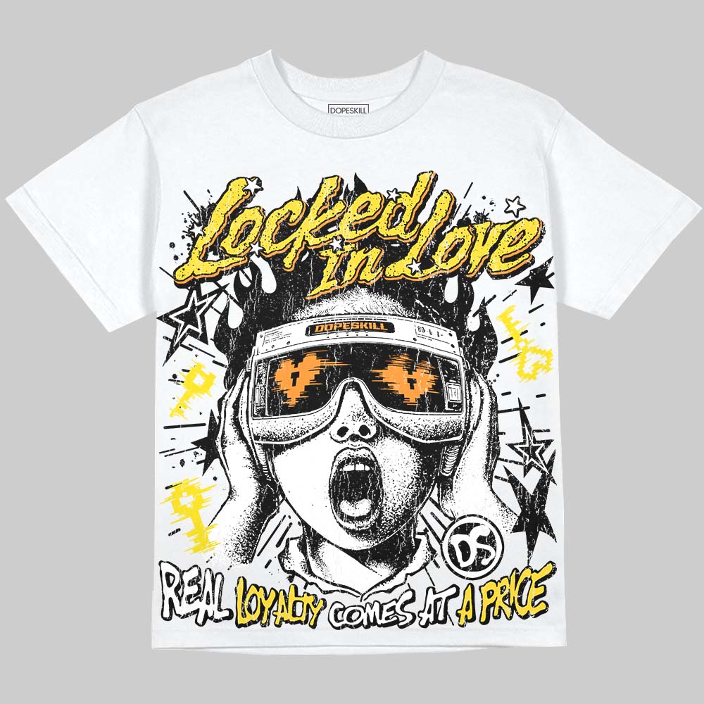 Jordan 4 Tour Yellow DopeSkill Oversize Print T-Shirt Locked in Love Graphic Streetwear - White